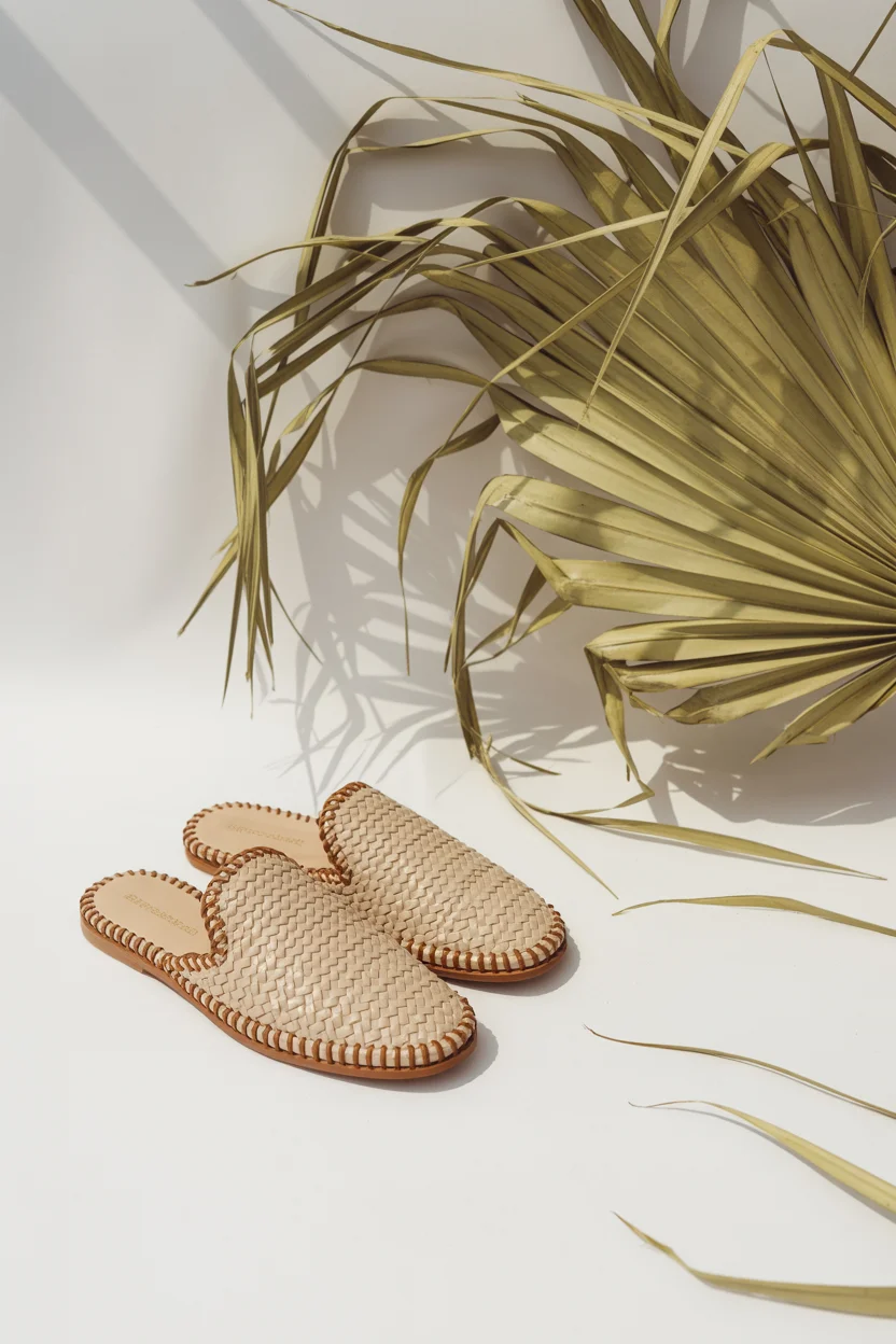 Trendy ideas for summer footwear 2026 woven slip-on mules - effortless texture and laid-back polish