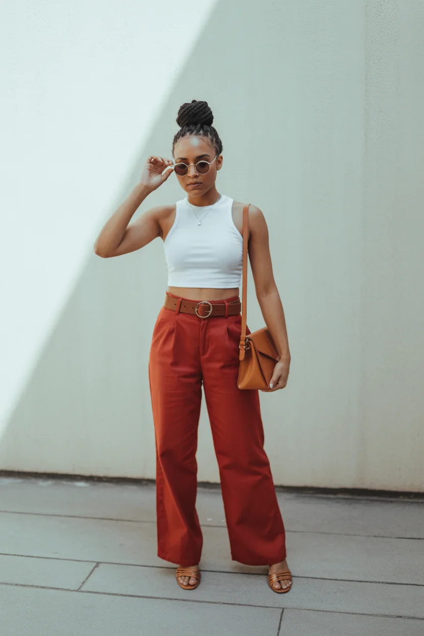 trendy summer outfits for black woman 2026 Clean Lines with a Pop of Heat