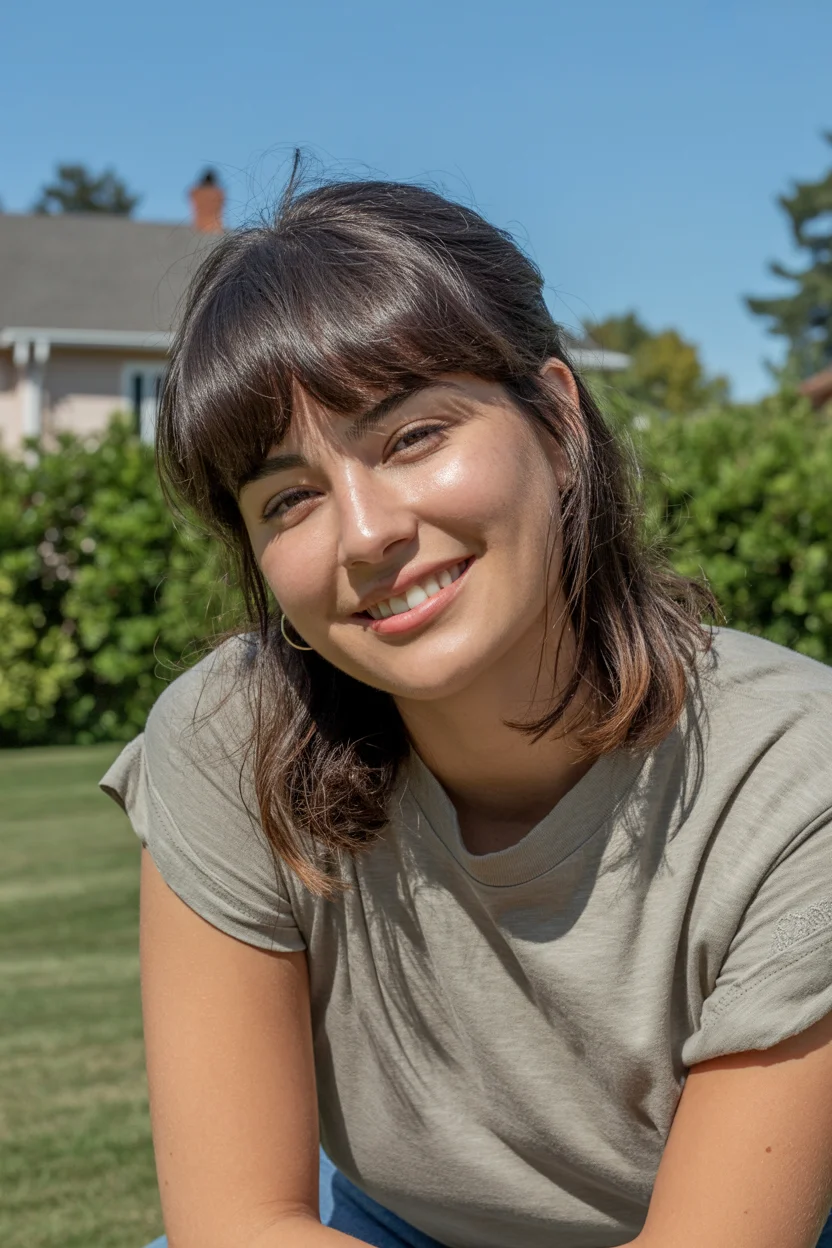 versatile summer haircuts for medium hair 2026 Soft Natural Layers with Casual Fringe