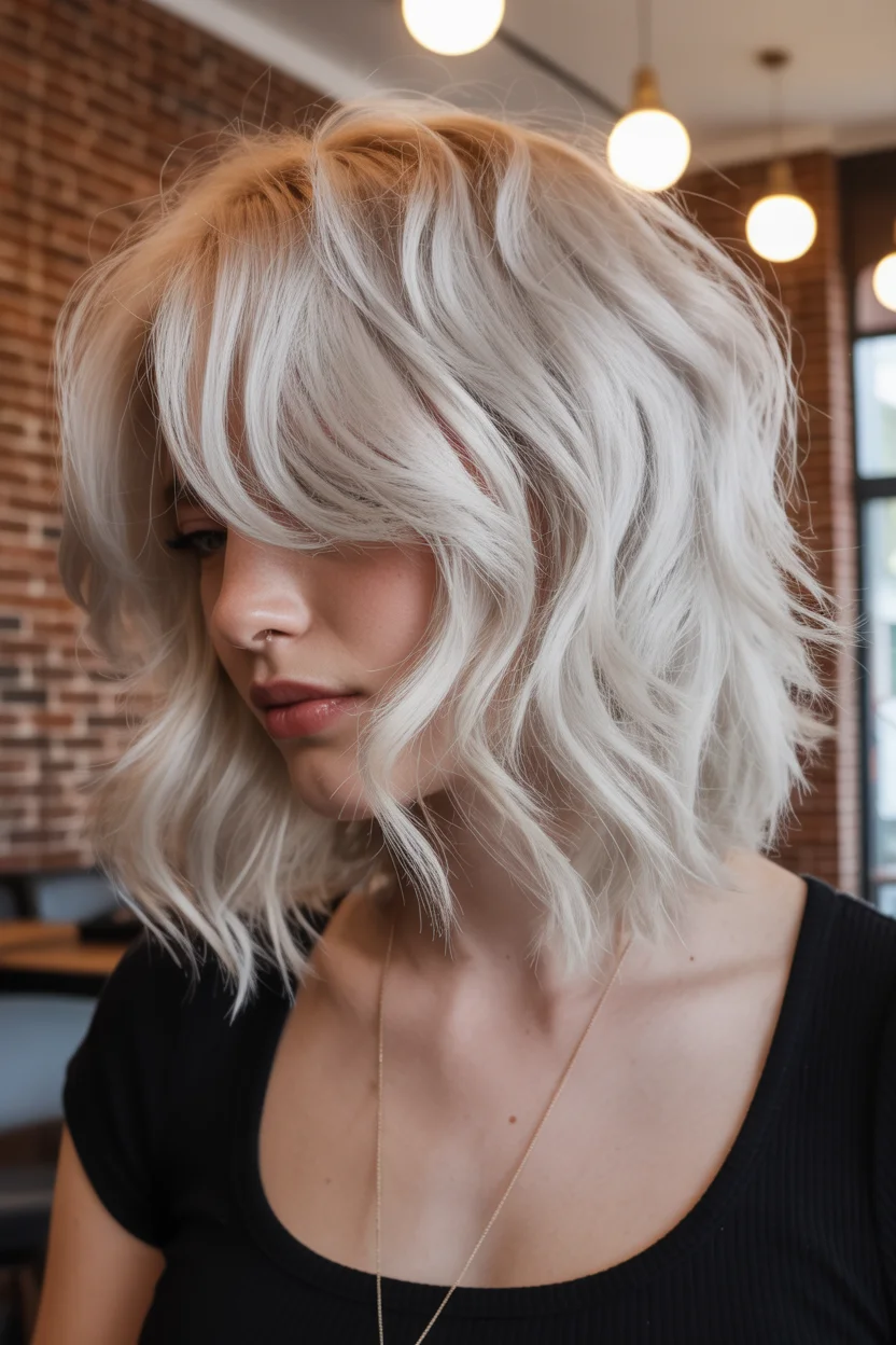 versatile summer haircuts for medium hair 2026 Platinum Textured Bob with Modern Edge