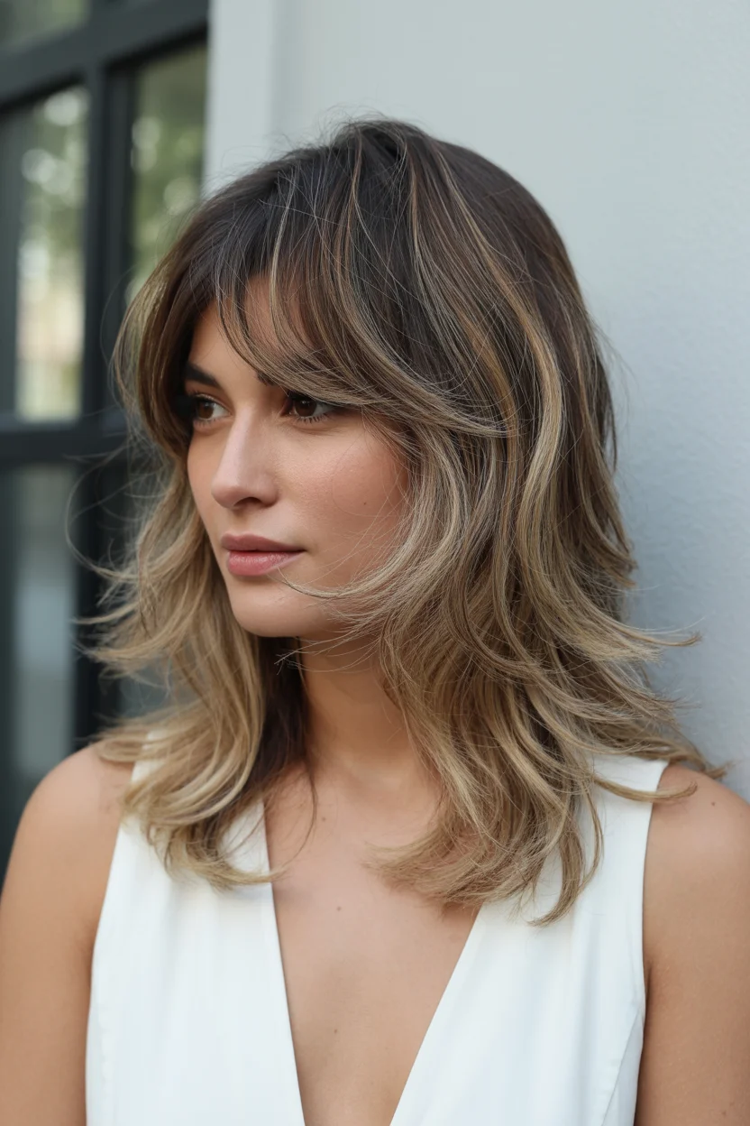 versatile summer haircuts for medium hair 2026 Feathered Layers with Soft Contrast Highlights