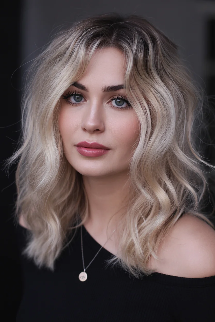 youthful summer haircuts for women over 40 2026 Soft Platinum Waves with Lived In Texture