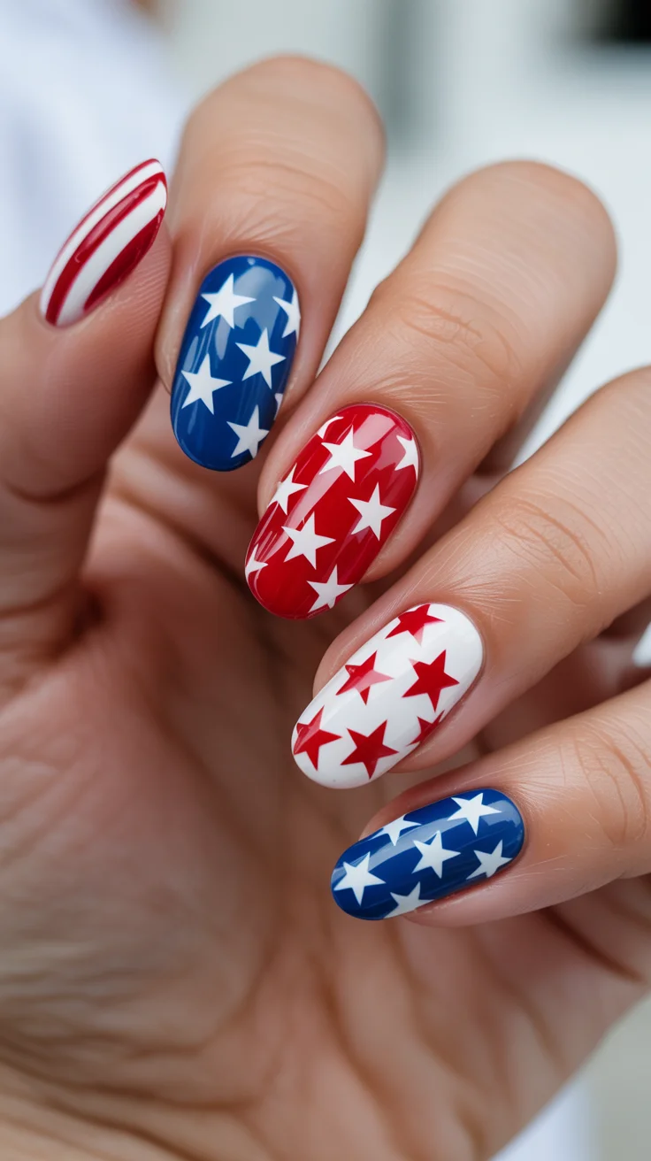 4th of july nails 2026 Playful All-Over Star Patriotic Nails