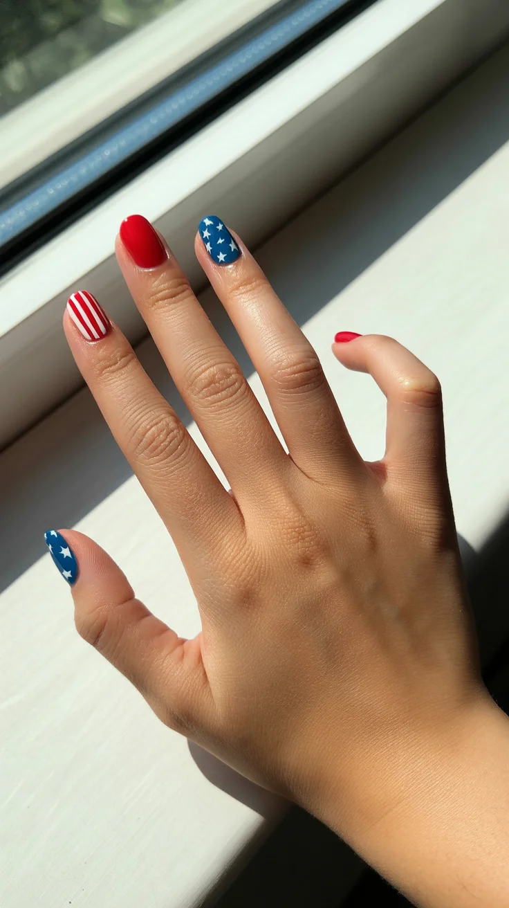 4th of july nails 2026 Minimal Short Fourth of July Nails