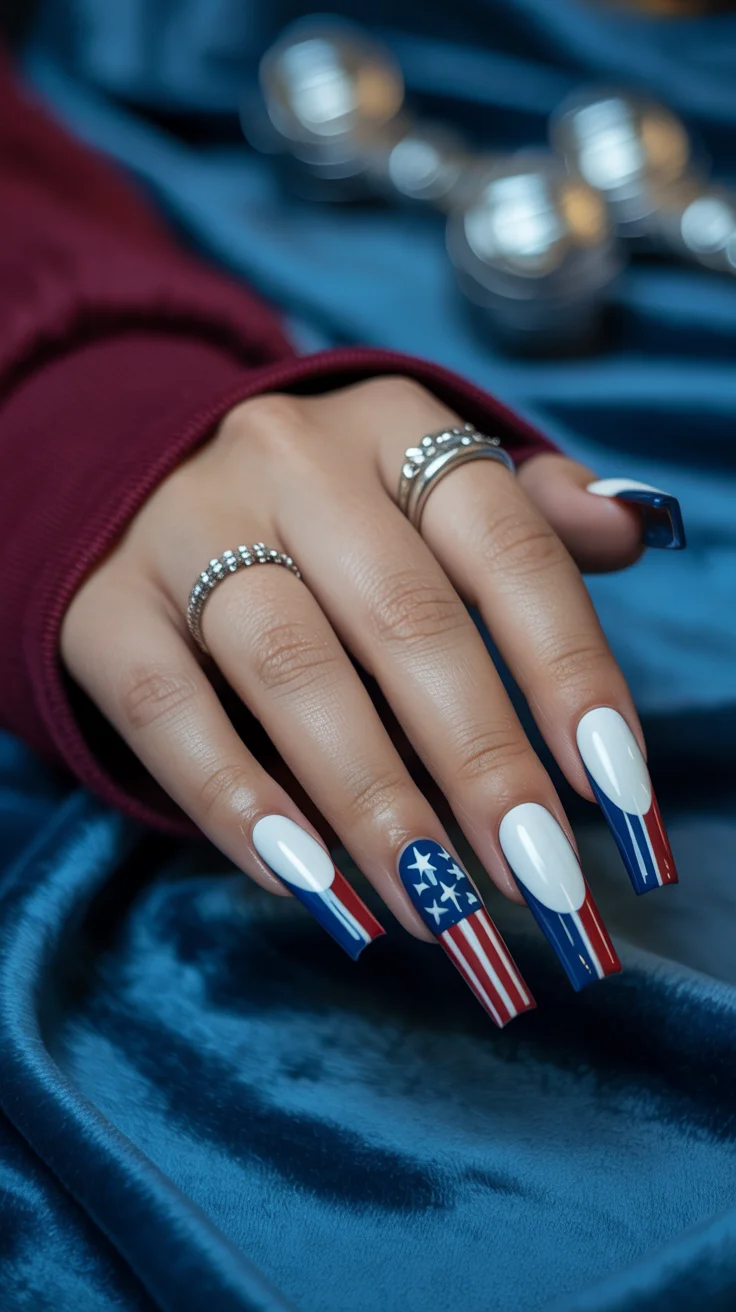 4th of july nails 2026 Statement Flag-Inspired French Tips