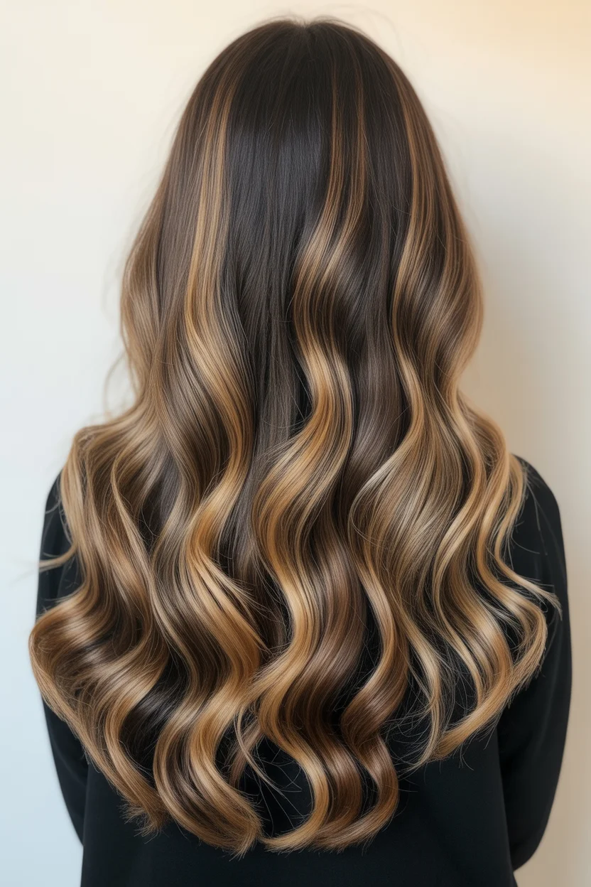 caramel summer ombre hair color 2026 Balanced Caramel Dimension with Classic Soft Waves