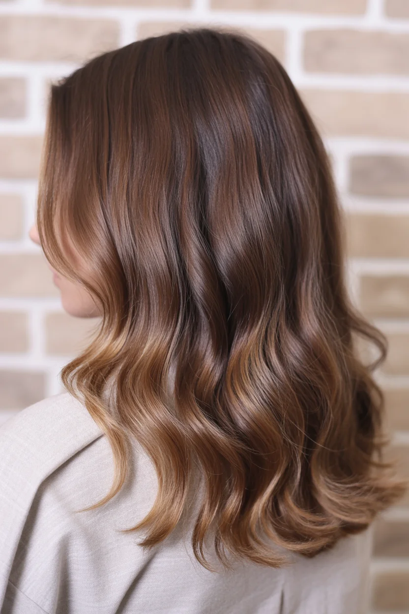 caramel summer ombre hair color 2026 Muted Caramel Shine with a Subtle Vintage Feel