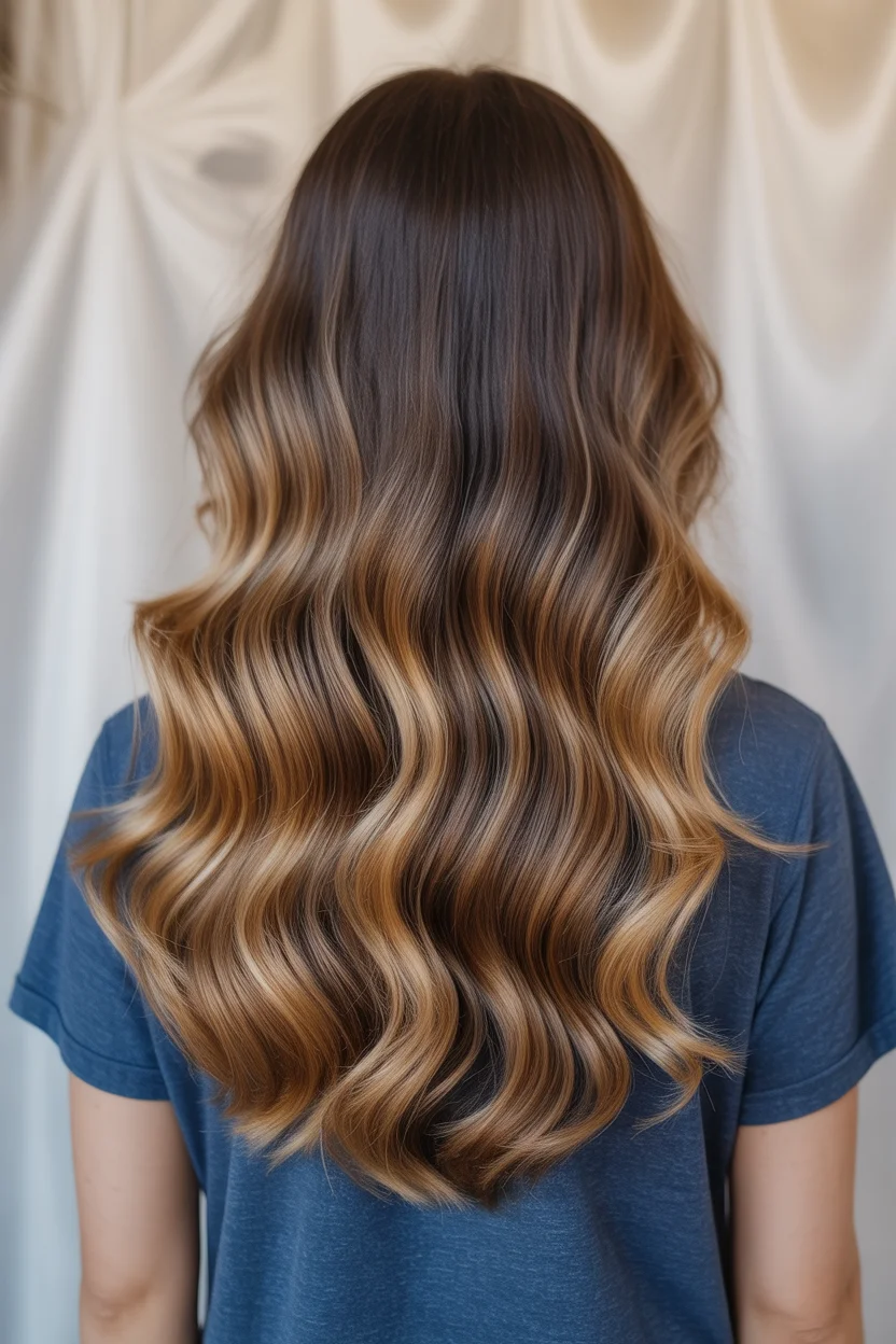 caramel summer ombre hair color 2026 Golden Caramel Dimension with Effortless Summer Texture