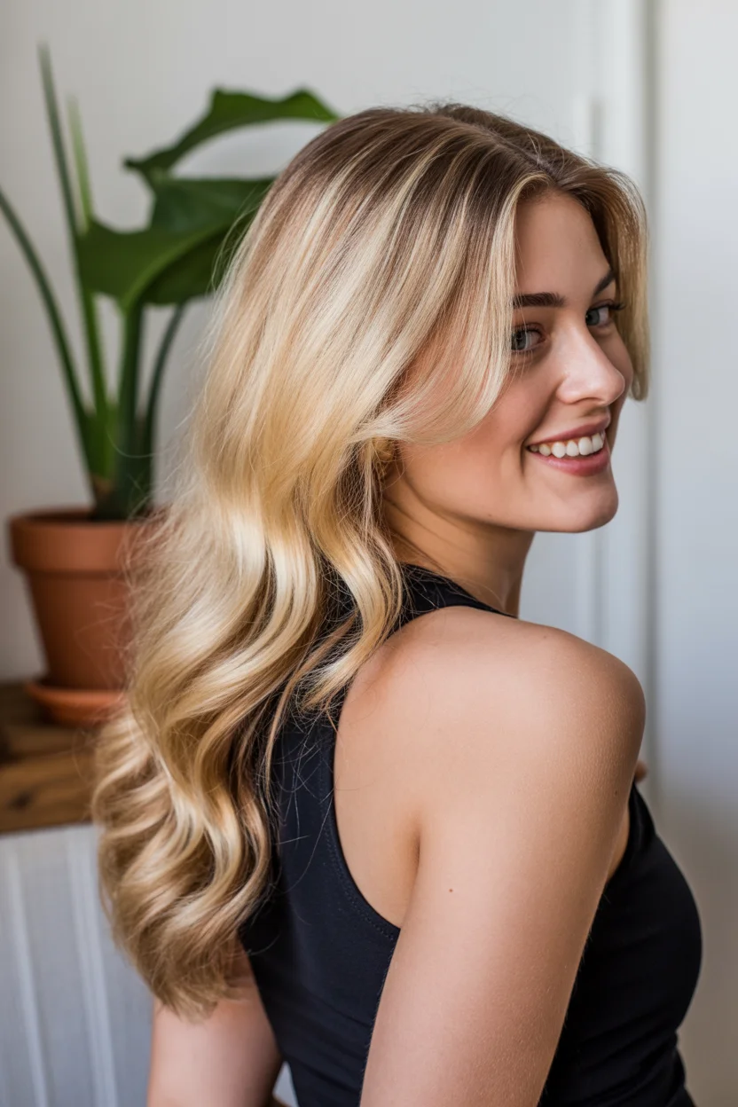 caramel summer ombre hair color 2026 Bright Blonde Caramel Blend That Feels Playful and Fresh