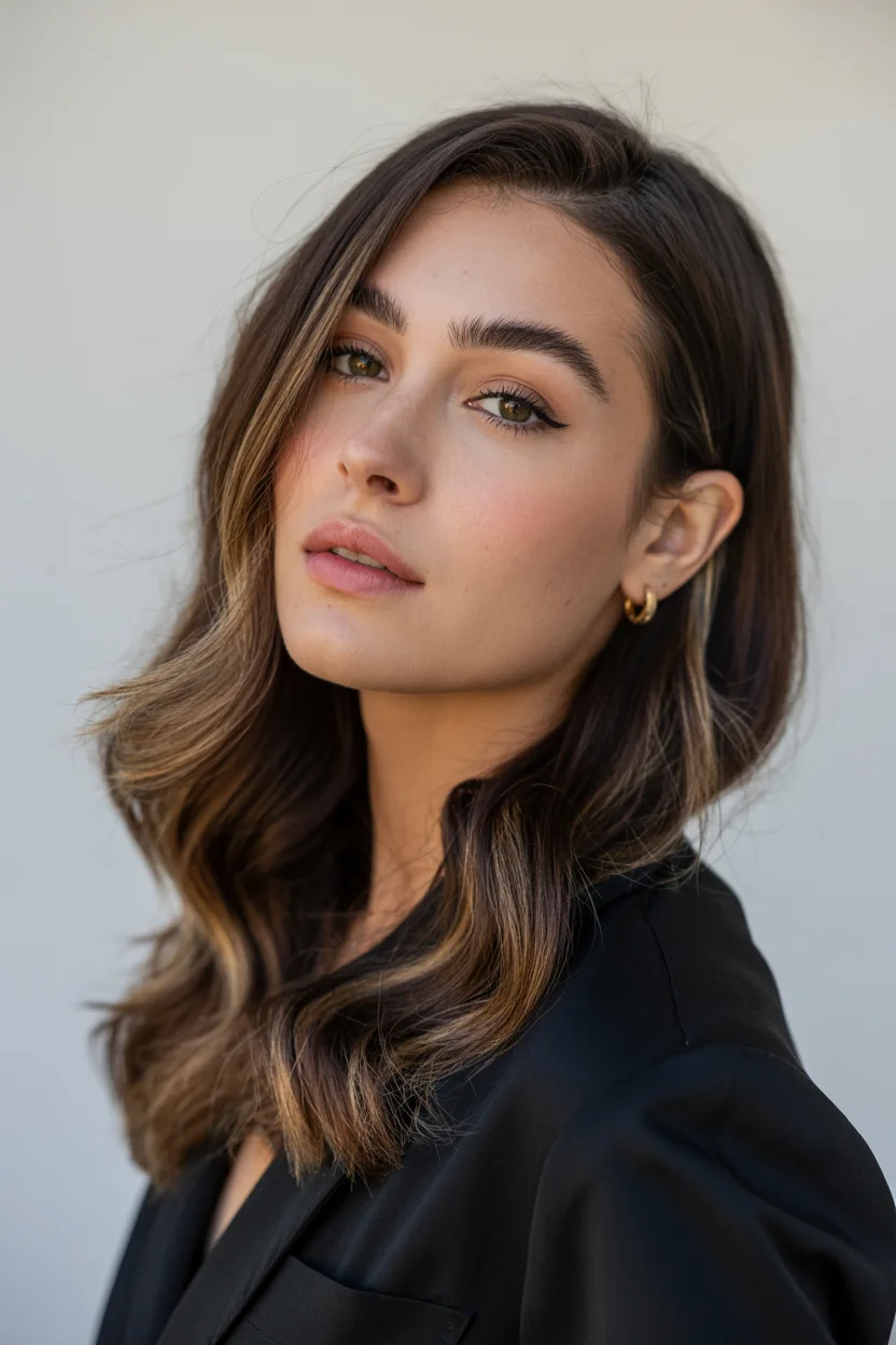 cool summer hair color for light skin 2026 Glossy Espresso Brunette With Fine Honey Accents