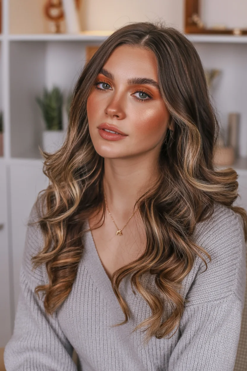 cool summer hair color for light skin 2026 Cool Mocha Brunette With Lived-In Beige Highlights