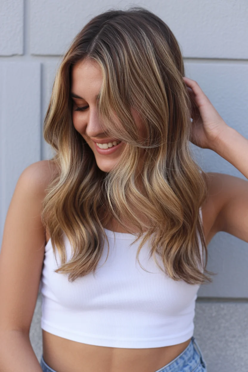 cool summer hair color for light skin 2026 Sunlit Honey Beige Layers With Relaxed Summer Texture