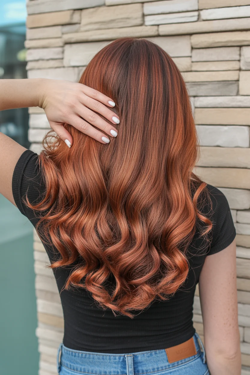 copper summer red hair color 2026 Dimensional Cinnamon Copper with Soft Back Waves