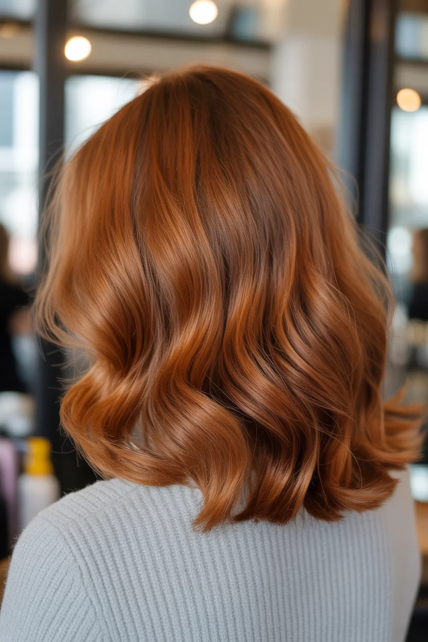 copper summer red hair color 2026 Short Soft Copper Lob with Textured Ends
