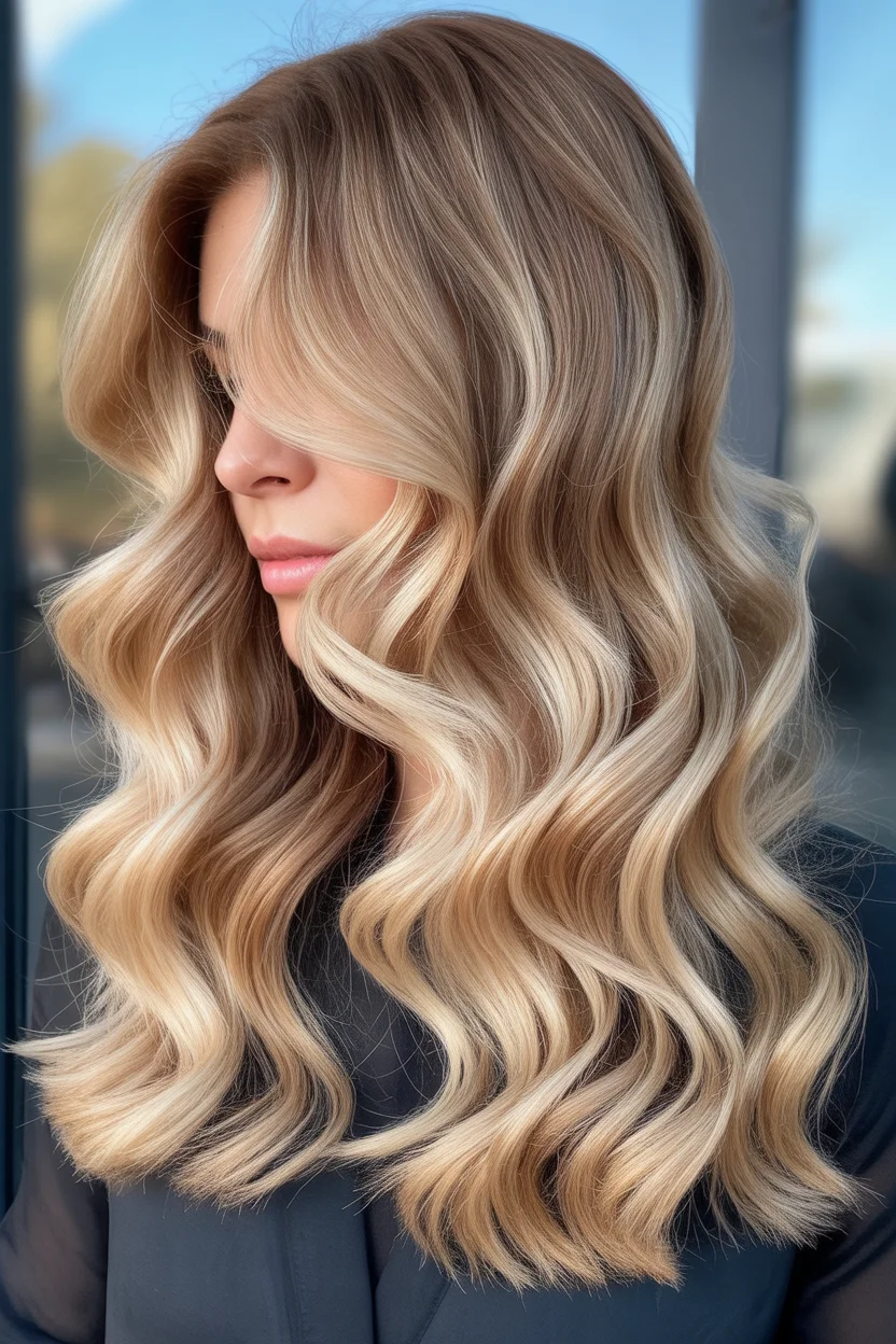 creamy summer blonde hair color 2026 Golden Cream Blonde Waves With a Sunlit Finish