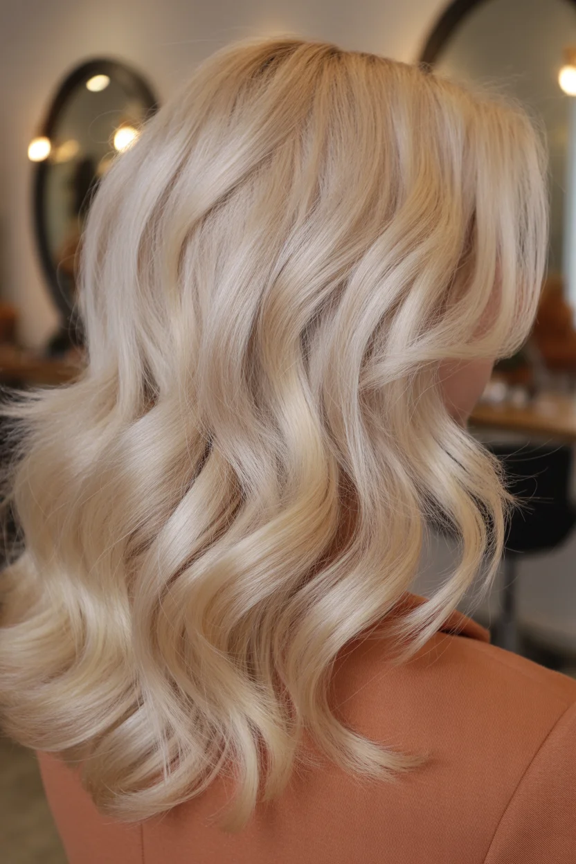 creamy summer blonde hair color 2026 Buttery Cream Blonde With Silky, Polished Waves
