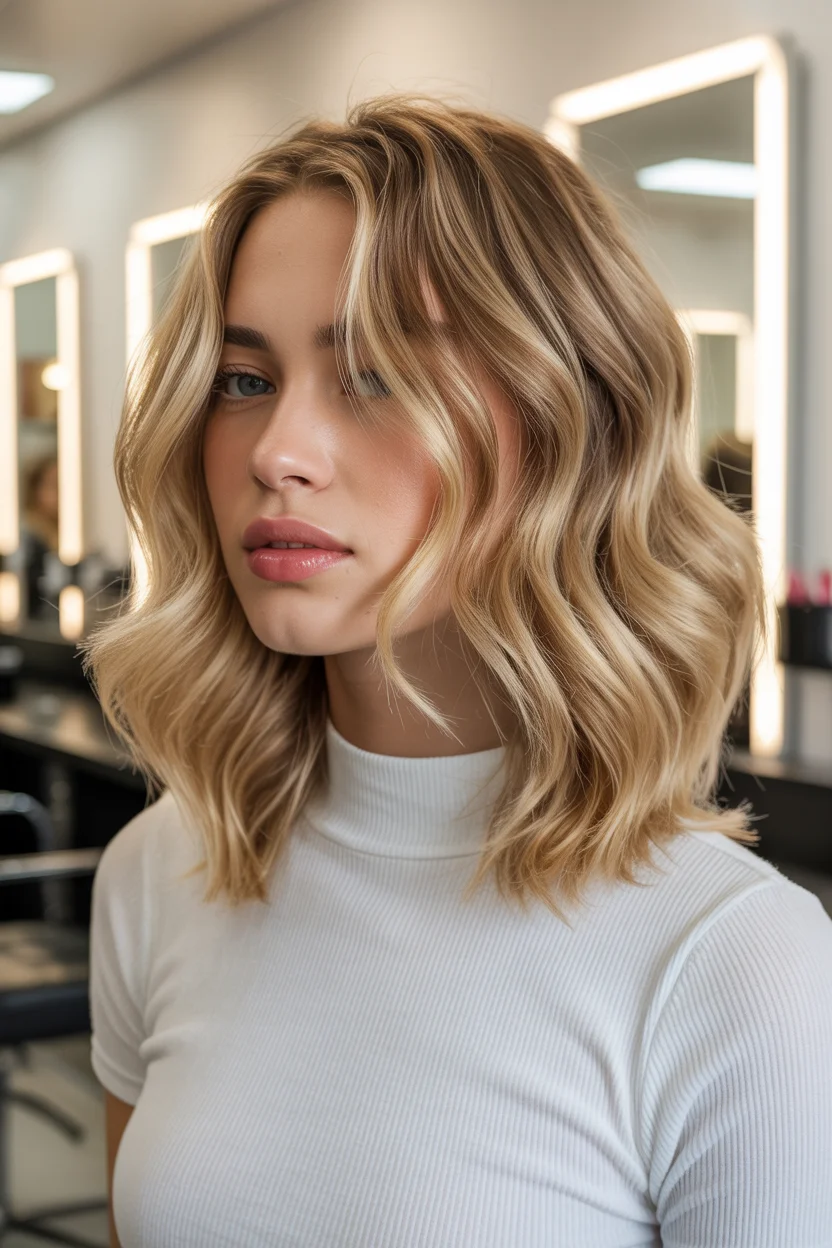 creamy summer blonde hair color 2026 Soft Cream Blonde Lob With Modern Texture