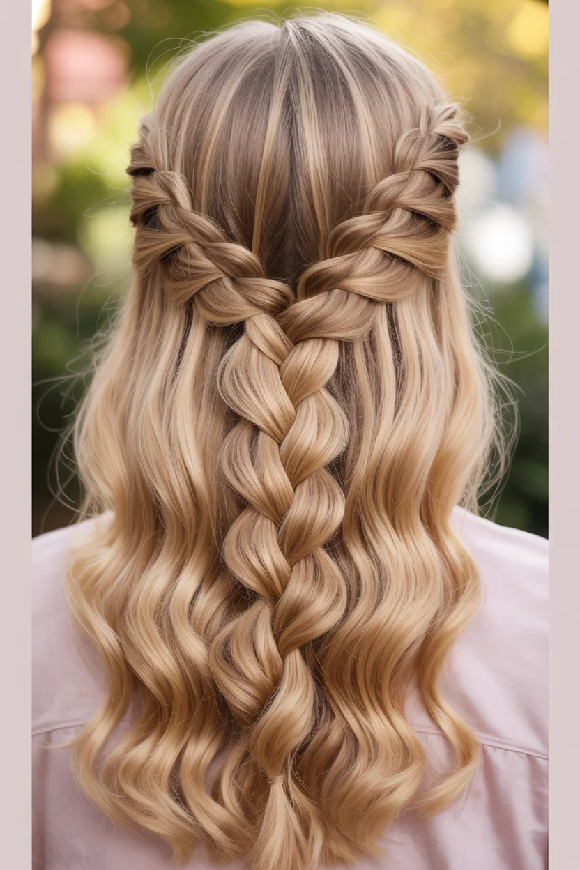 easy summer hairstyles ideas 2026 Romantic Waterfall Braid With Loose Summer Waves