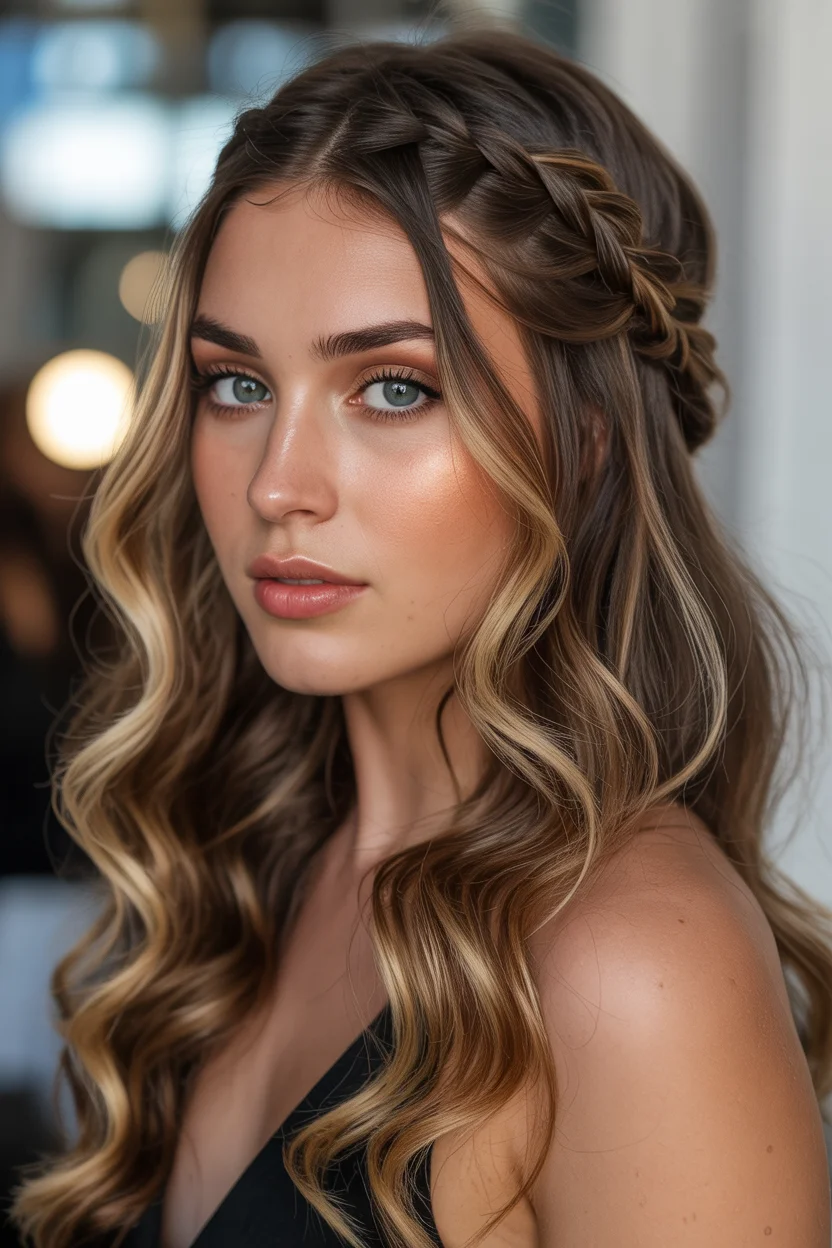easy summer hairstyles ideas 2026 Loose Romantic Waves With Crown Braiding