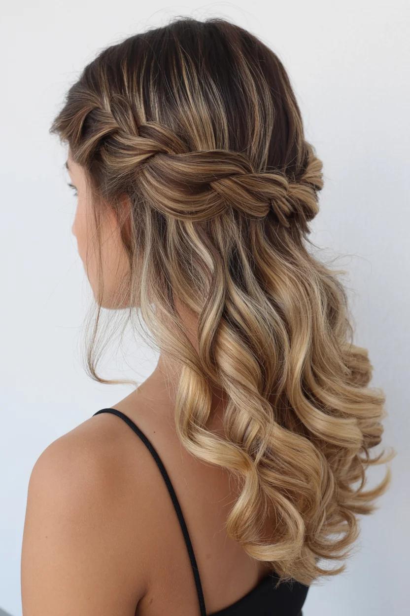 easy summer quick hairstyles 2026 Romantic Half-Up Waves With Braided Texture