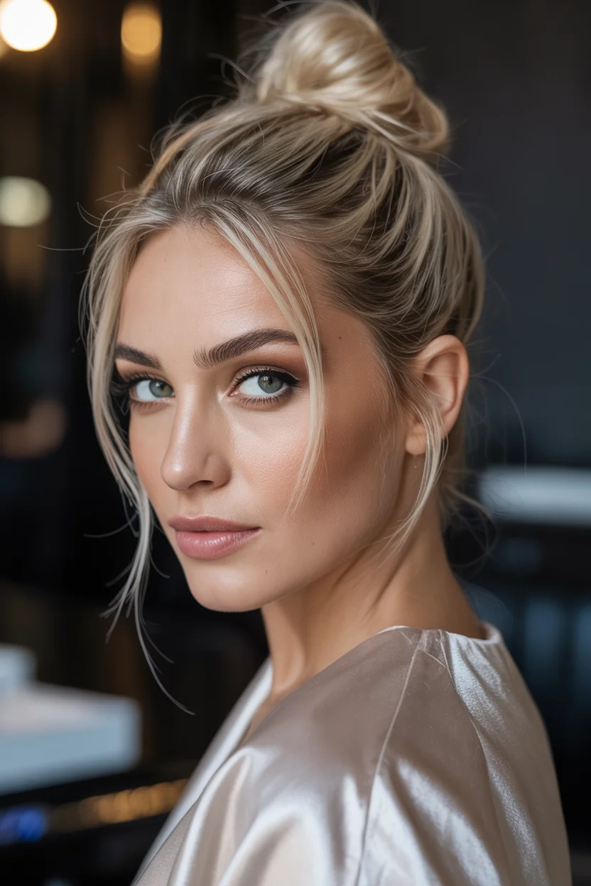 easy summer quick hairstyles 2026 Sleek High Bun With Minimal Glamour