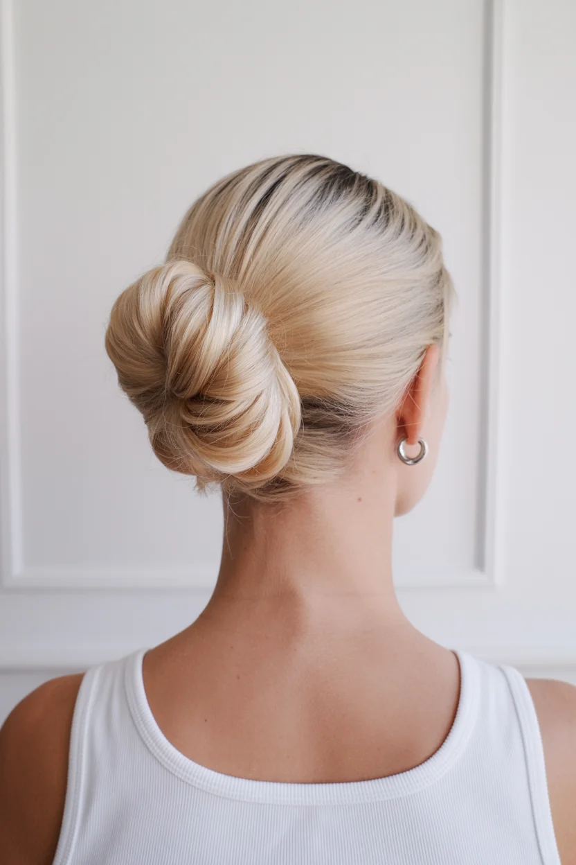easy summer quick hairstyles 2026 Low Twisted Chignon With Clean Blonde Dimension