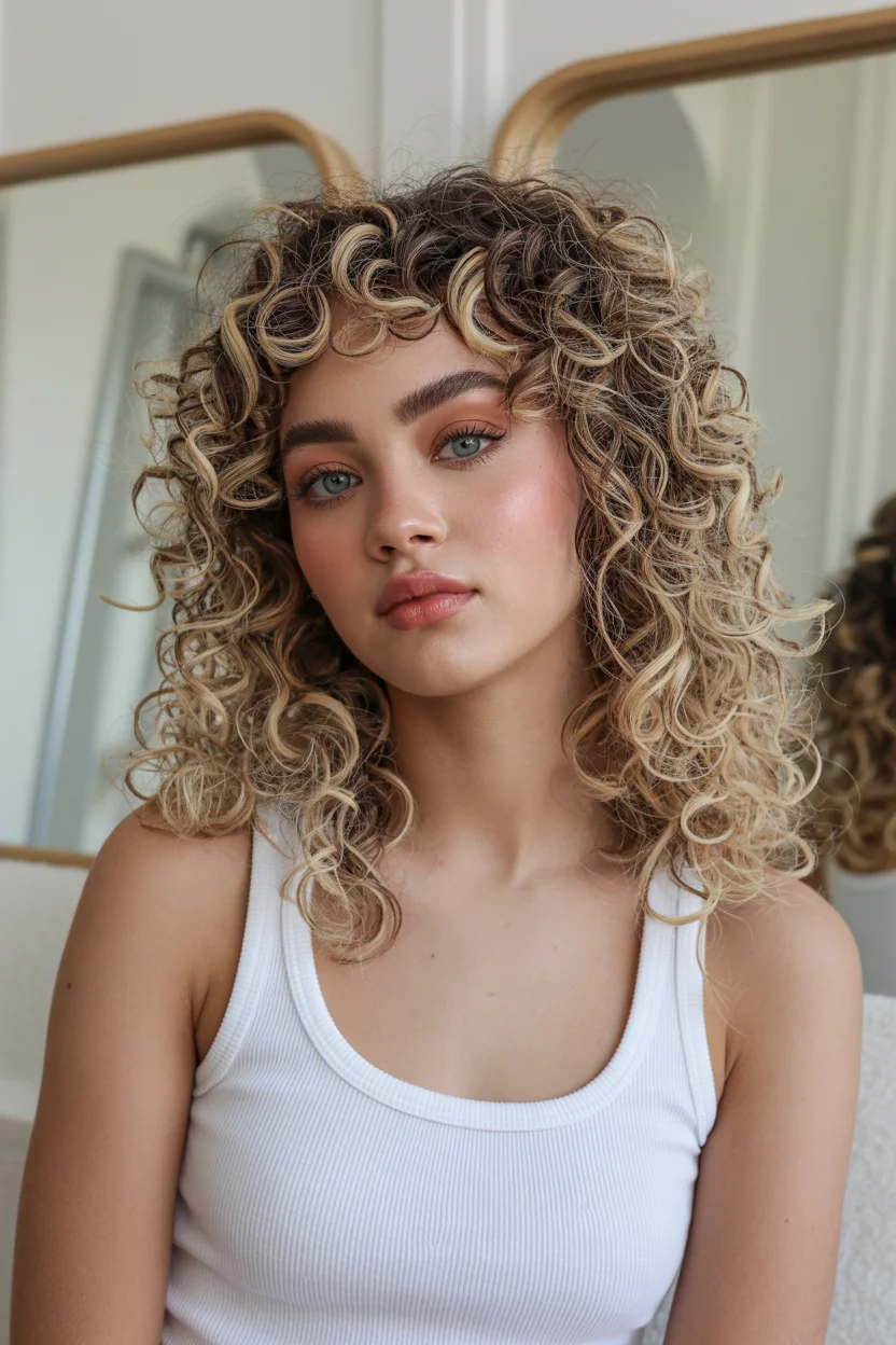 easy summer quick hairstyles 2026 Defined Curly Bob With Bright Blonde Dimension