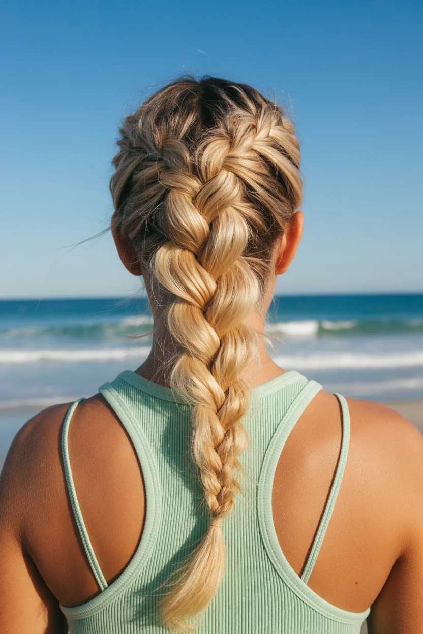 easy summer quick hairstyles 2026 Chunky Vacation Braid for Hot Beach Days