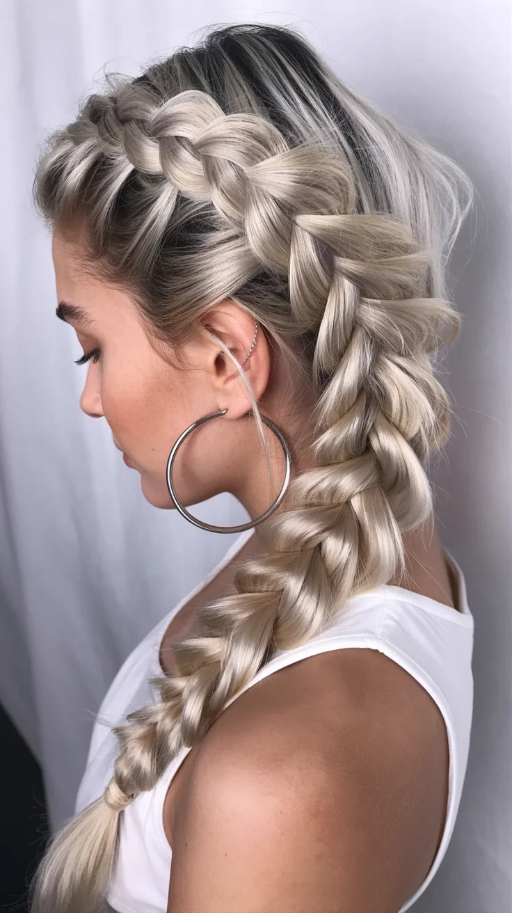 effortless summer easy hairstyle 2026 Oversized Platinum Braids for Bright Summer Days