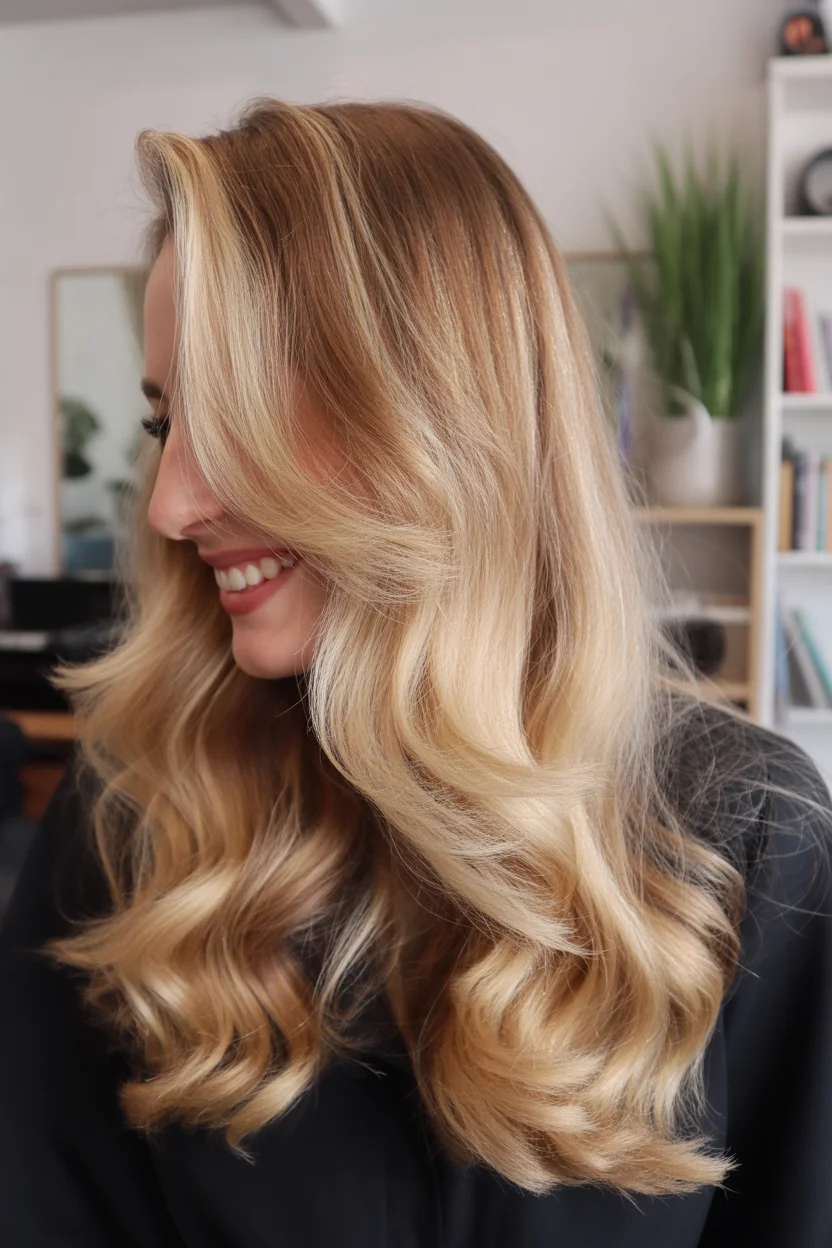 golden summer honey blonde hair color 2026 Warm Honey Blonde with Soft Glam Movement