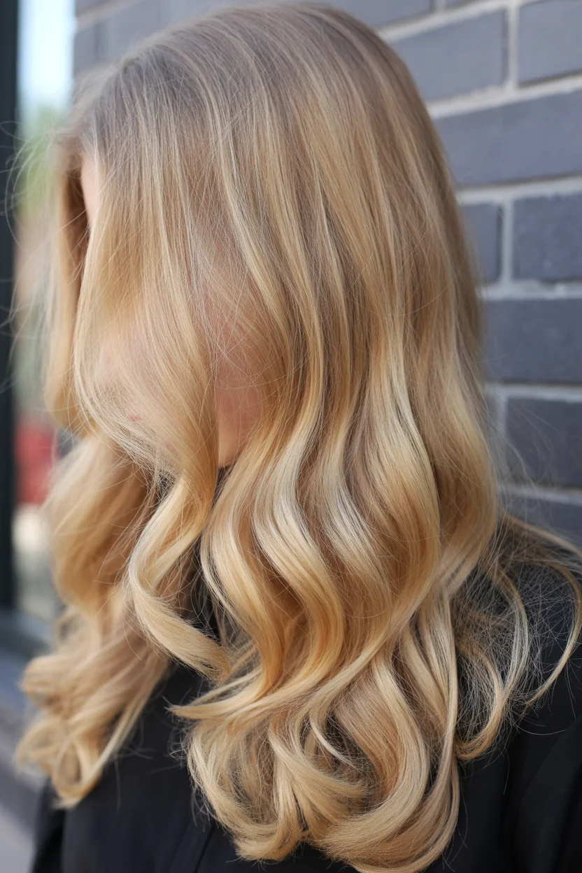 golden summer honey blonde hair color 2026 Airy Honey Blonde with Feathered Ends
