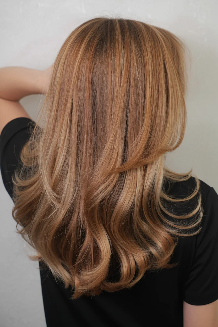 golden summer honey brown hair color 2026 Soft Caramel Flow with Sunlit Dimension