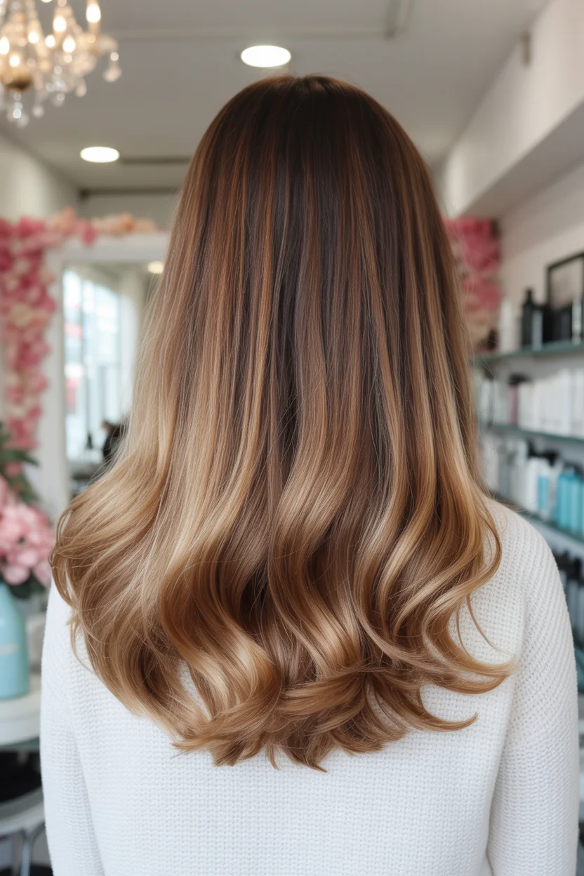 golden summer honey brown hair color 2026 Classic Honey Gradient with Salon Gloss Finish