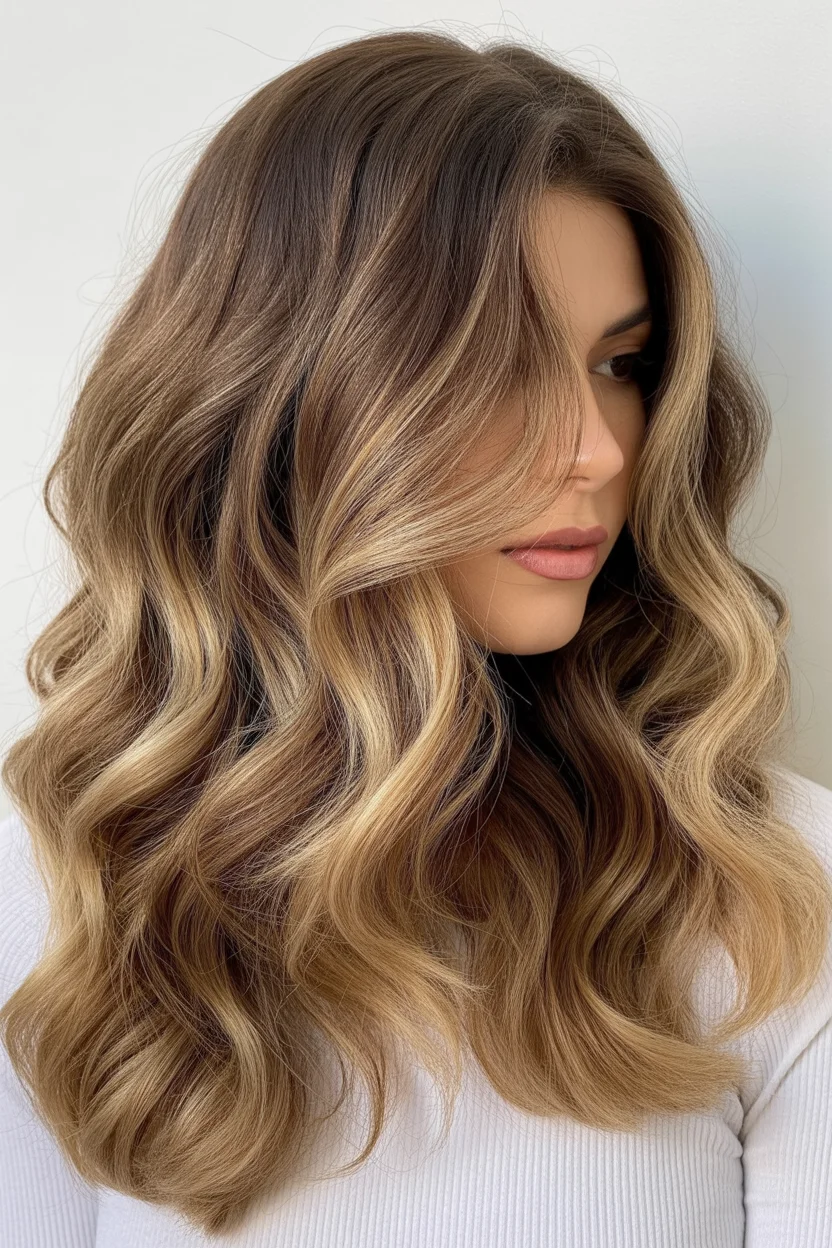 gorgeous summer hair color ideas 2026 Soft Vanilla Blonde Waves with Lived-In Roots