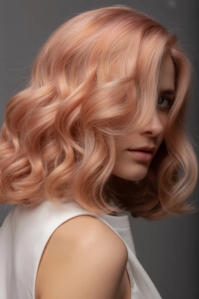 gorgeous summer hair color ideas 2026 Soft Apricot Waves with a Diffused Glow