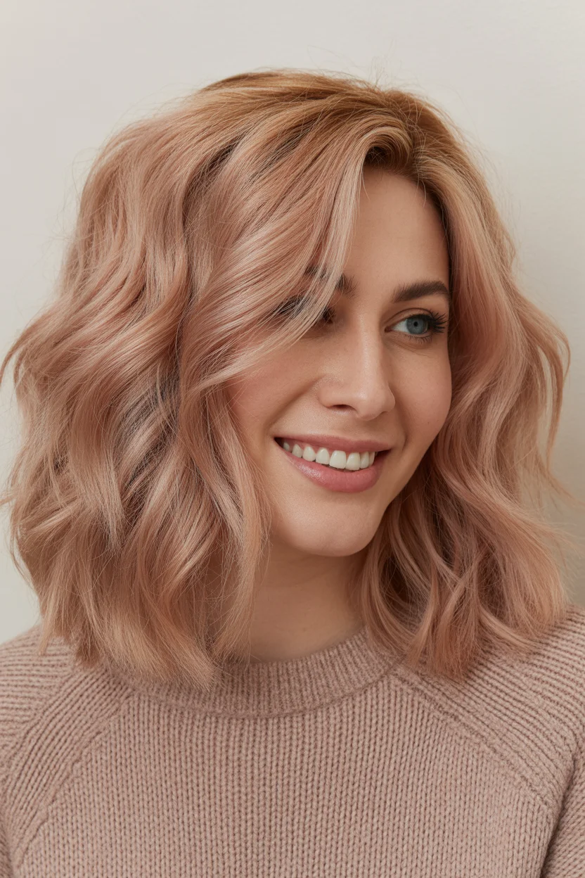 gorgeous summer hair color ideas 2026 Dusty Rose Blonde with Soft Volume and Airy Texture