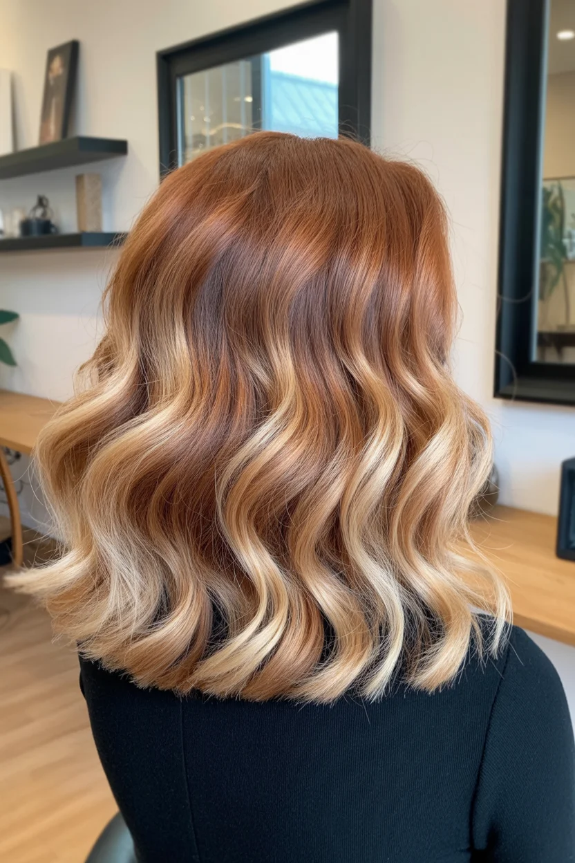 gorgeous summer hair color ideas 2026 Honey Copper Melt with Bright Blonde Ends