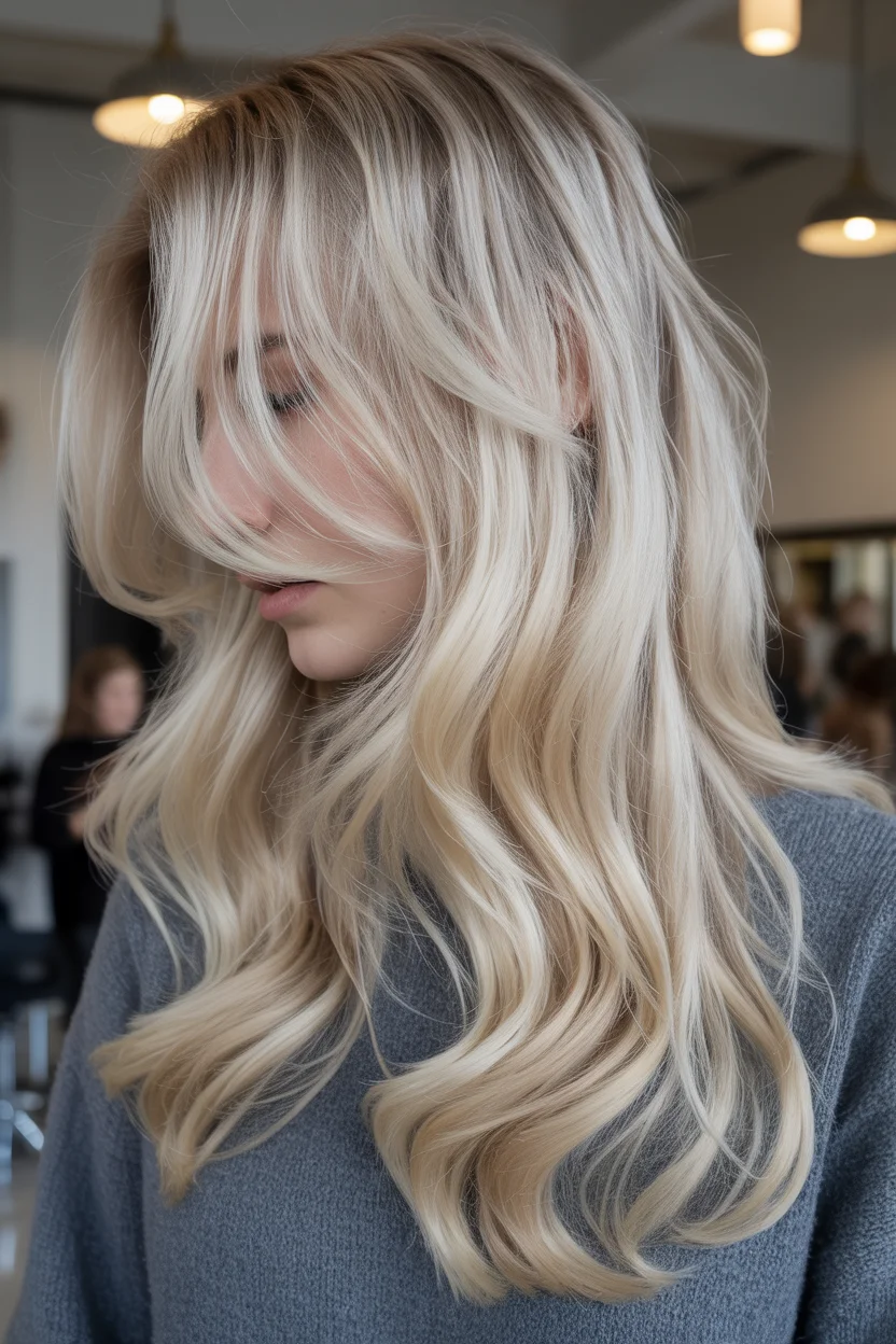 icy summer ash blonde hair color 2026 Cool Vanilla Ash Blonde with Soft Face-Framing Layers