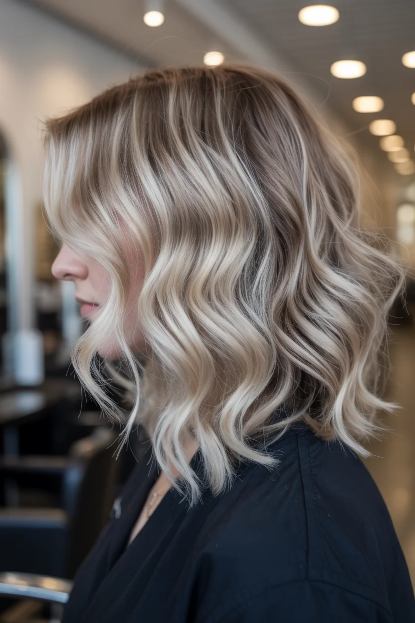 icy summer ash blonde hair color 2026 Cool-Toned Ash Waves with Soft Contrast