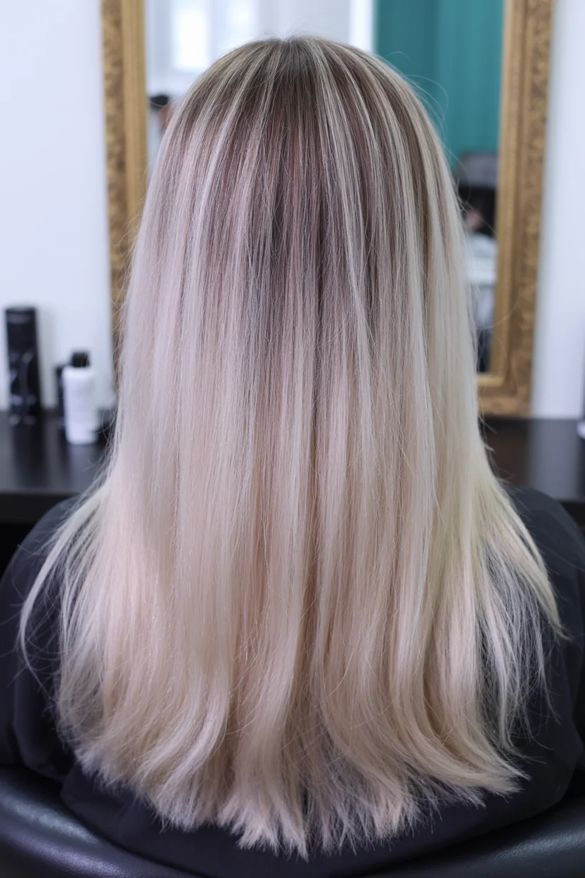 icy summer ash blonde hair color 2026 Silky Straight Platinum-Ash Blend for a Clean Finish