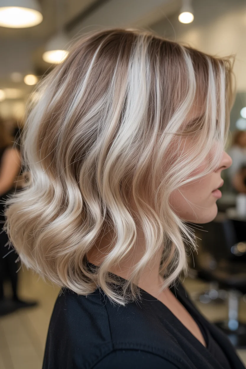 icy summer ash blonde hair color 2026 High-Contrast Ash Blonde Waves with Face-Framing Brightness