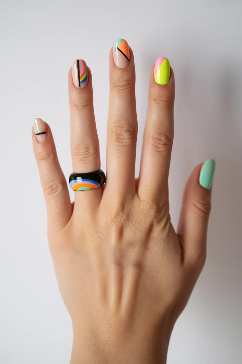 june nails ideas 2026 Rainbow Pop Art Nails Are Taking Over June 2026