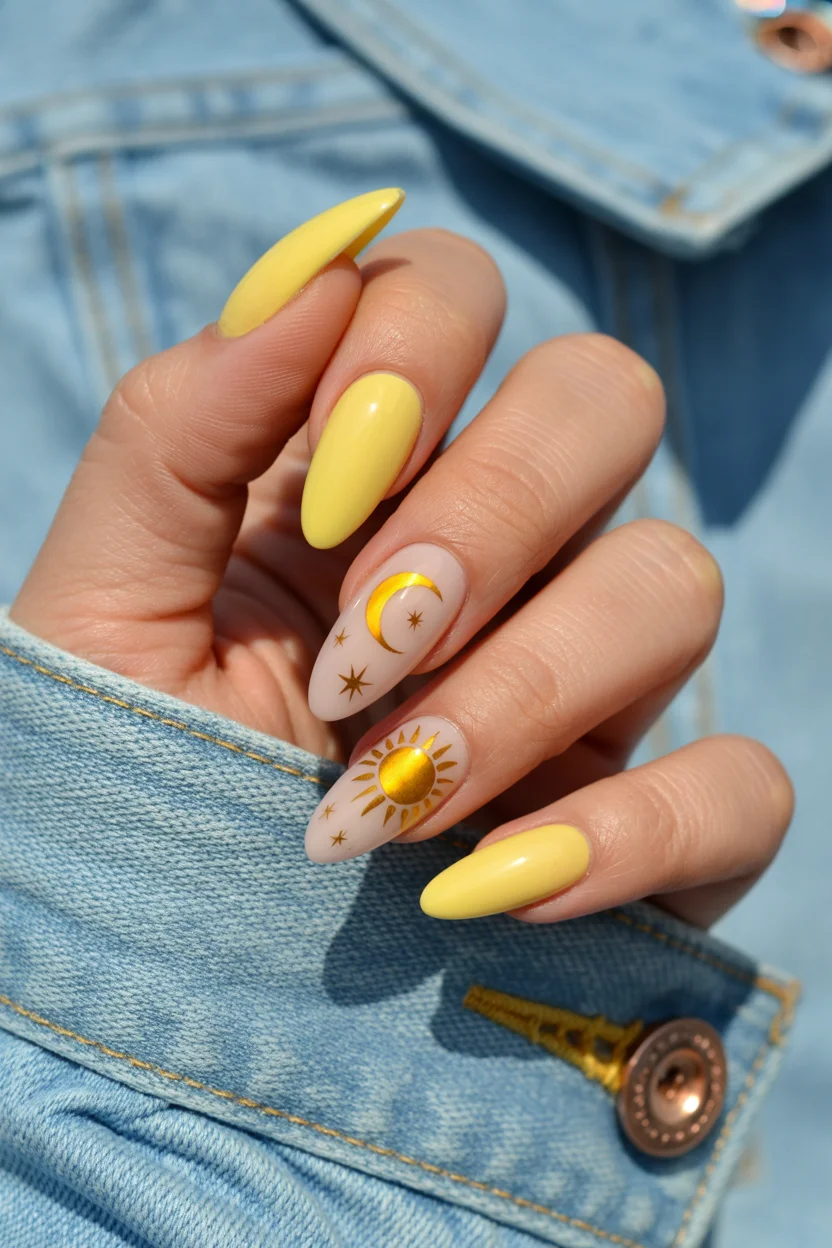 june nails ideas 2026 Celestial Yellow Nails Are One of the Dreamiest Trends This June