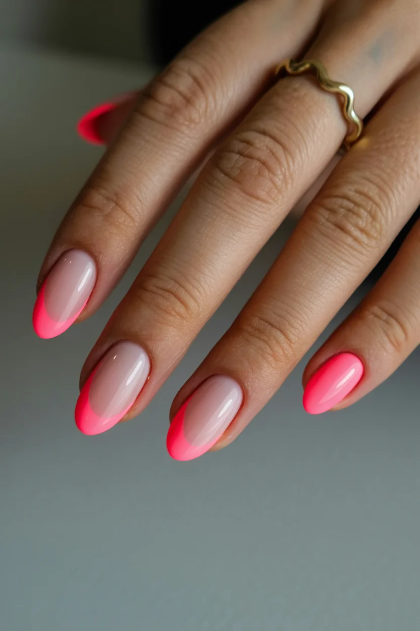 june nails ideas 2026 Hot Pink Aura French Tips Feel Bold in the Best Way