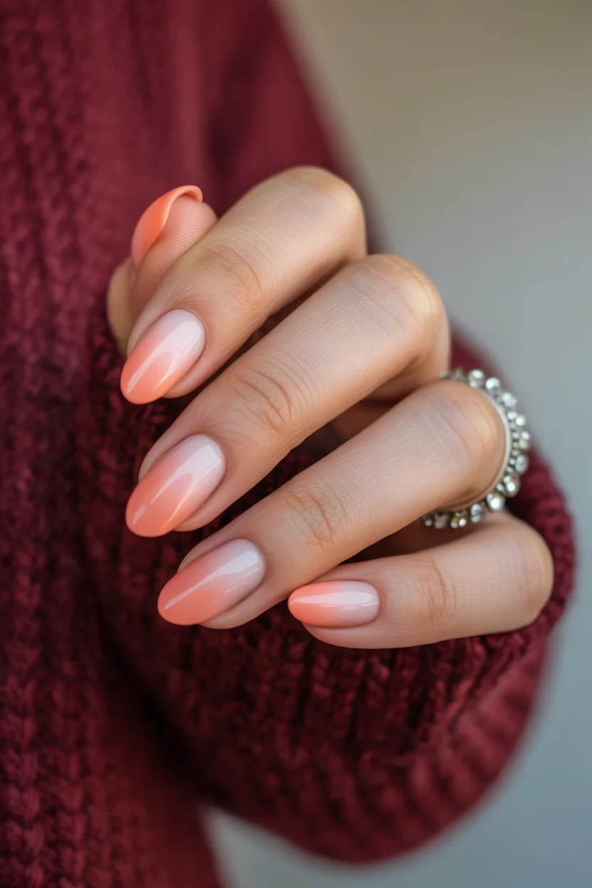 june nails ideas 2026 Peach Ombré Nails Bring Back Soft Summer Romance