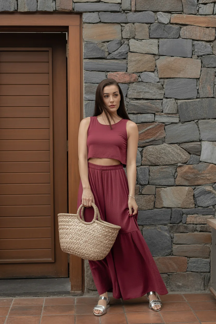 june outfits ideas 2026 Soft Berry Tones And Relaxed Resort Energy