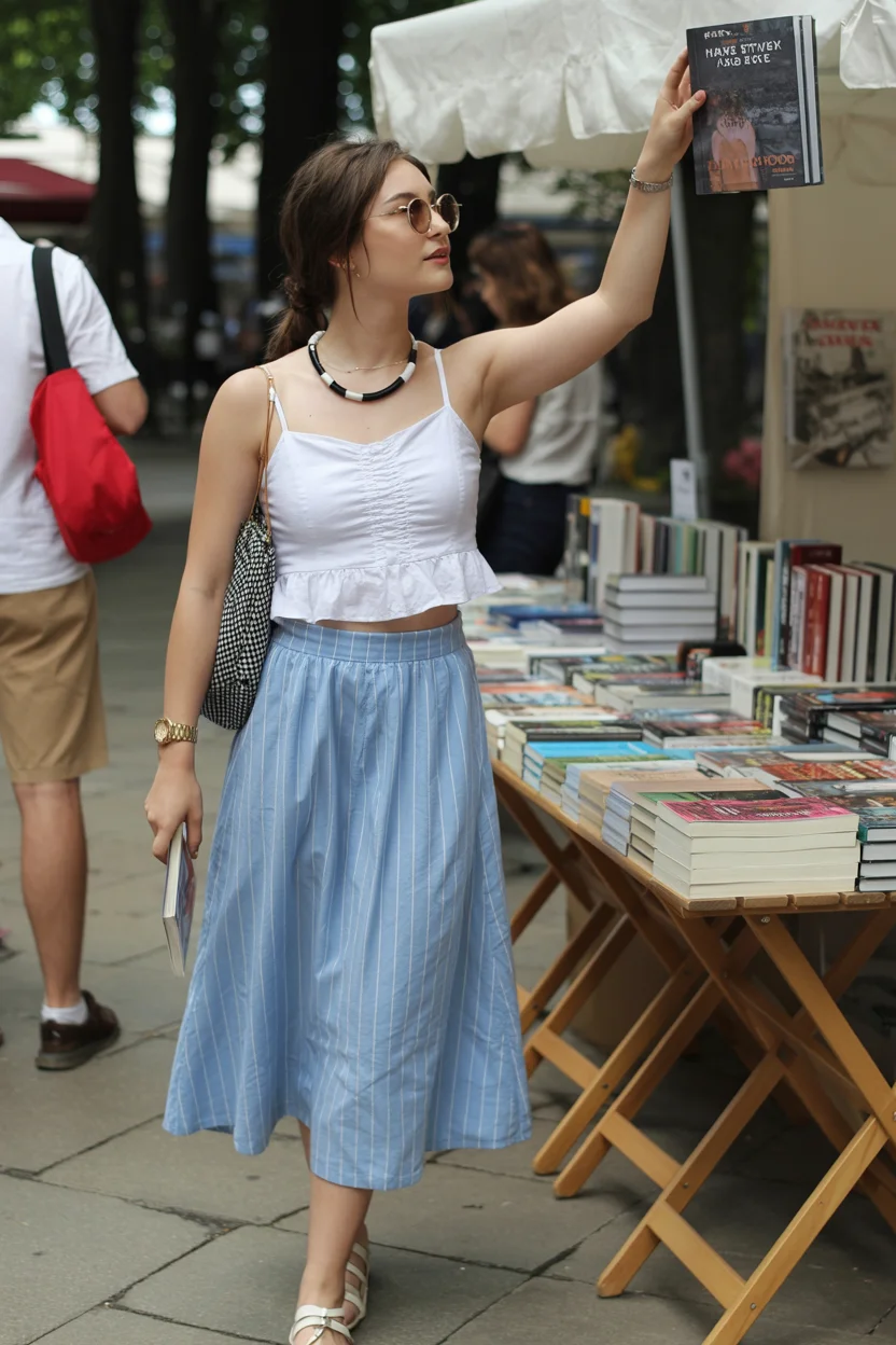 june outfits ideas 2026 Soft Blue Skirts And Feminine Tops Feel Fresh Again