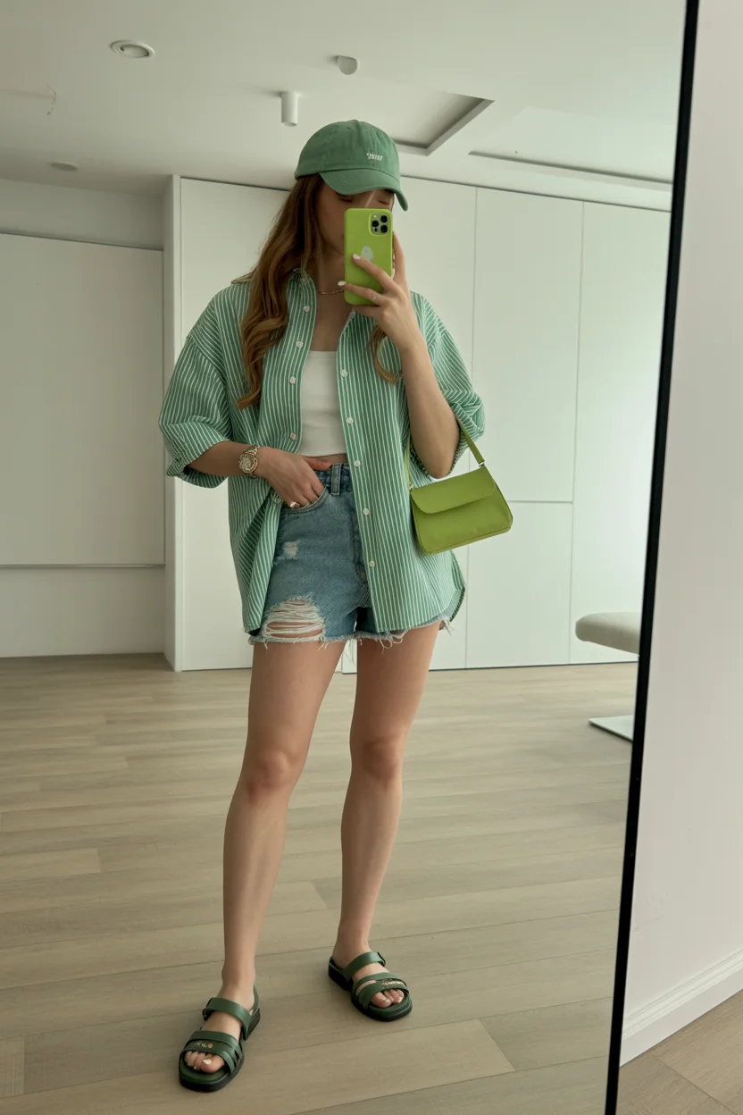 june outfits ideas 2026 Sporty Casual Looks With Fresh Green Accents