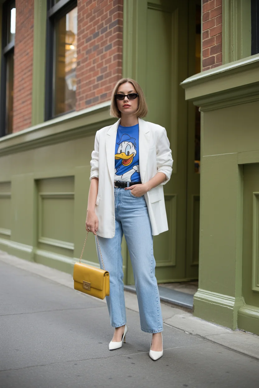 june outfits ideas 2026 Playful Graphic Tees Styled With Tailored Pieces