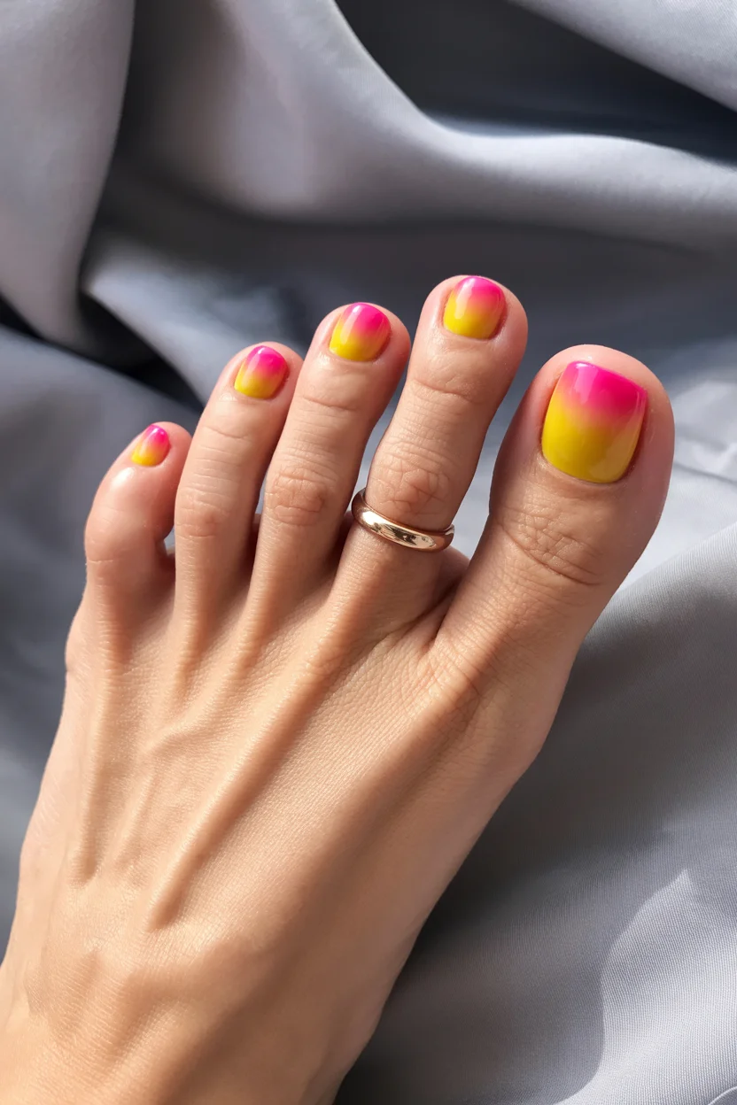 june toe nail colours - Sunset Ombre Toes Are Taking Over Summer 2026